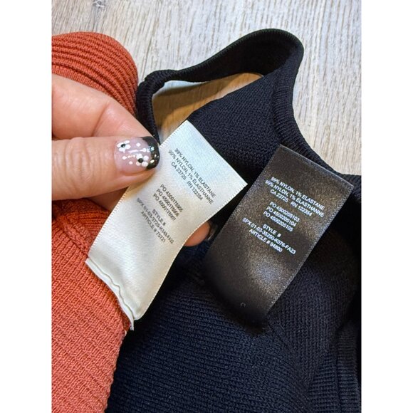 Babaton Aritzia XS Womens Tank Tops Set Black & Rust Ribbed‎ Knit Stretch - Picture 4 of 5